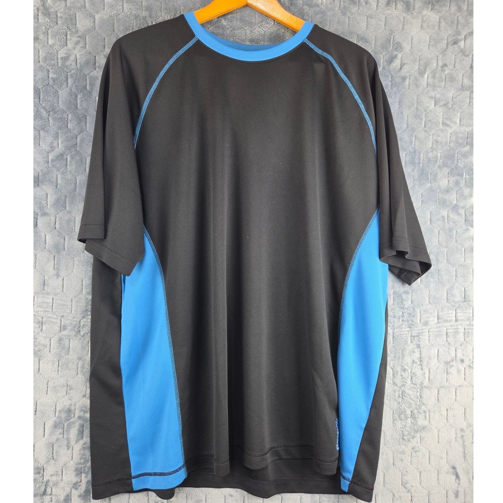Reebok Mens 4XL Black Blue Colorblock Performance Short Sleeve Athletic T-Shirt